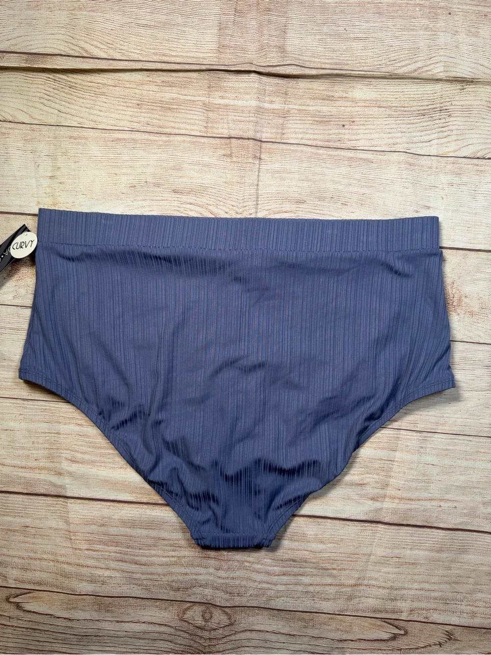 NWT Women’s High-Waist Ribbed Blue Swim‎ Bottom